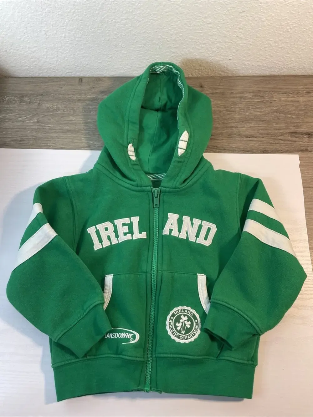 Baby Lansdowne IRELAND Rugby Hooded Full Zip Infant Sweatshirt Hoodie 0-6 Months